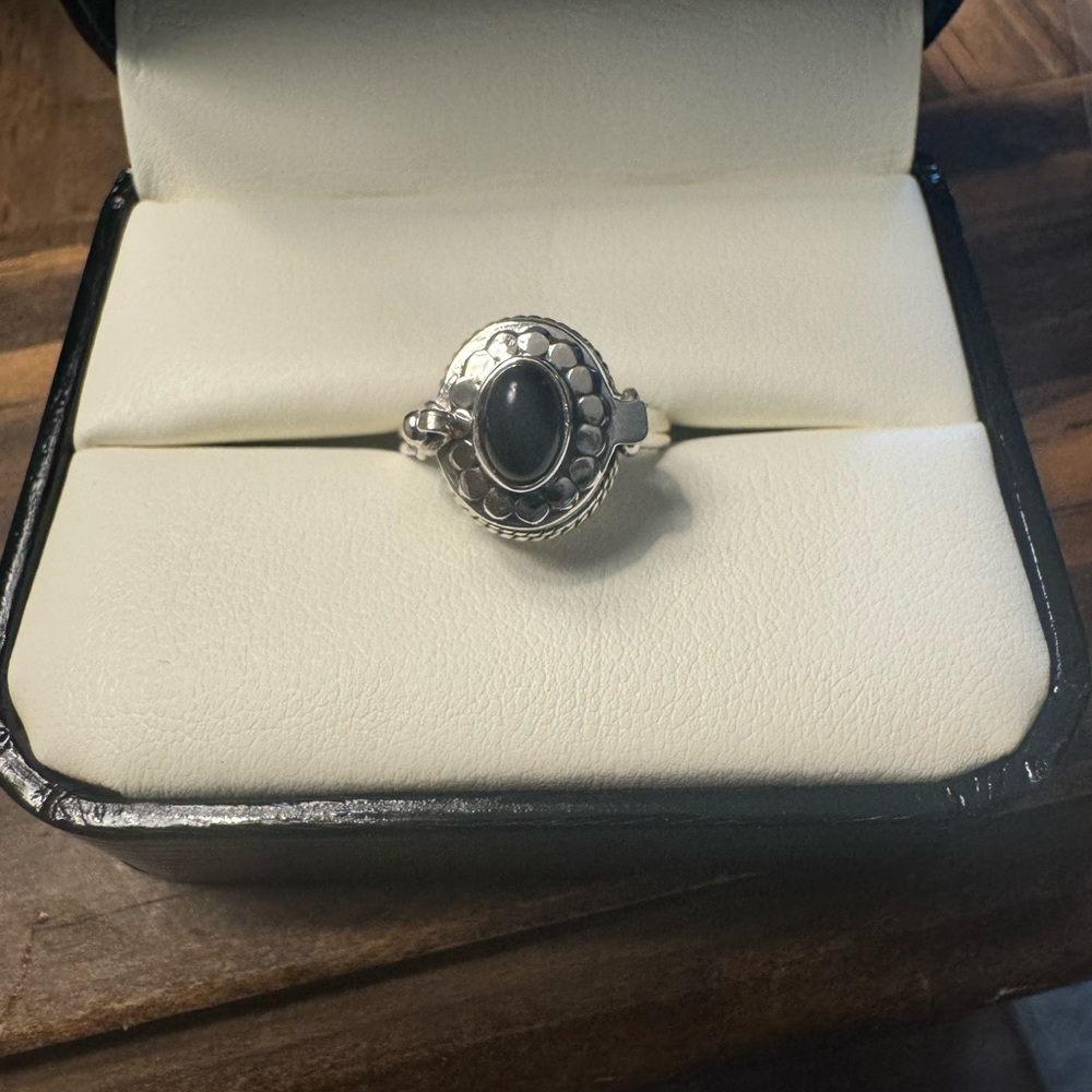 Elegant Silver Ring with Black Stone